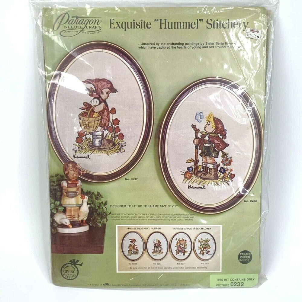 Paragon Hummel Stitchery Kit 0232 Needle Stitch Craft Vintage 1975 Peasant Child - Picture 2 of 5